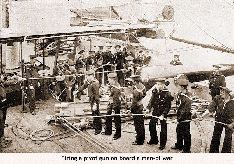Firing a pivot gun on board a man-of war -- CLICK HERE TO RETURN TO SMALL PICTURE